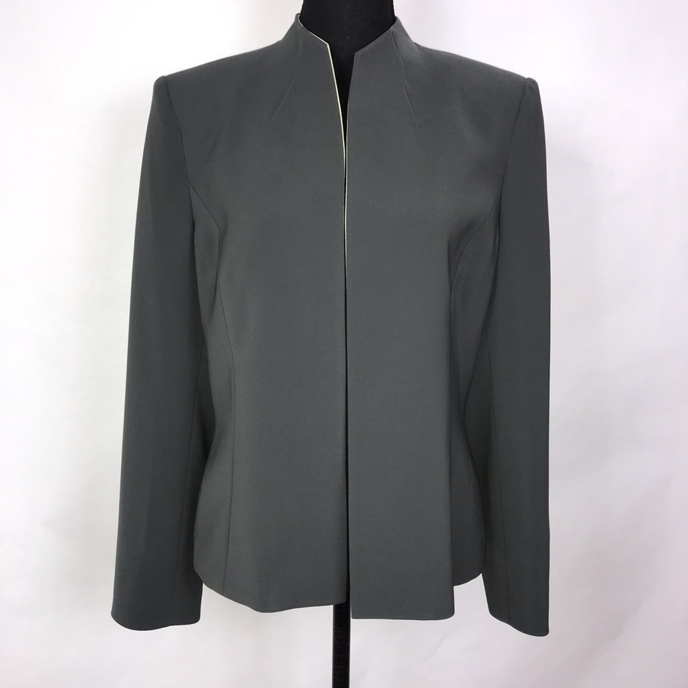 Kasper Womens Blazer Jacket Size 12 Gray Lined